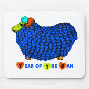 Alfombrilla De Ratón Funny Blue Ram Año Chino Zodiac Mousepad