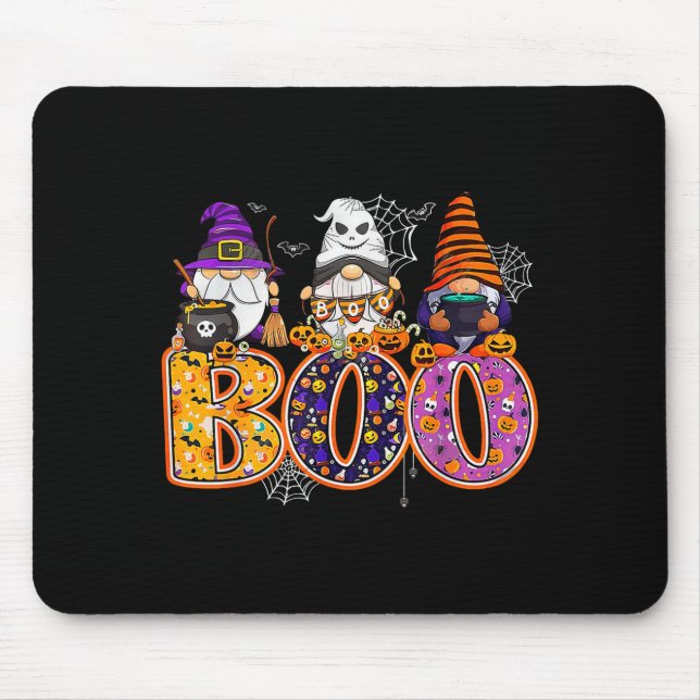 Alfombrilla De Ratón Funny Boo Witch Sipders Pumpkins Happy Halloween G (Frente)