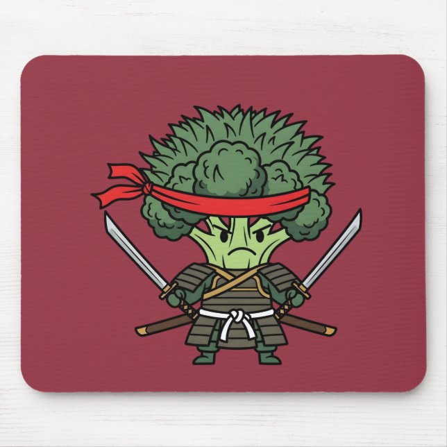 Alfombrilla De Ratón Funny Broccoli Samurai Warrior Japanese Art Illust (Frente)