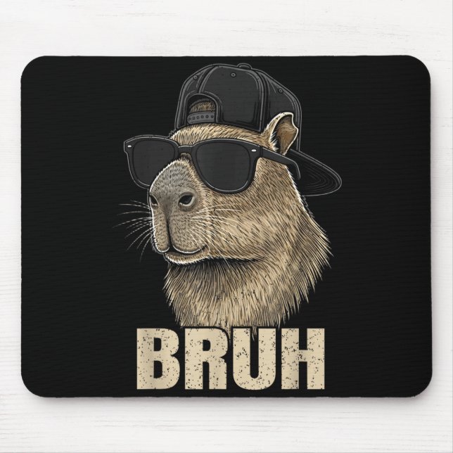 Alfombrilla De Ratón Funny Bruh Meme Capybara Lover Cool Sungles For Me (Frente)