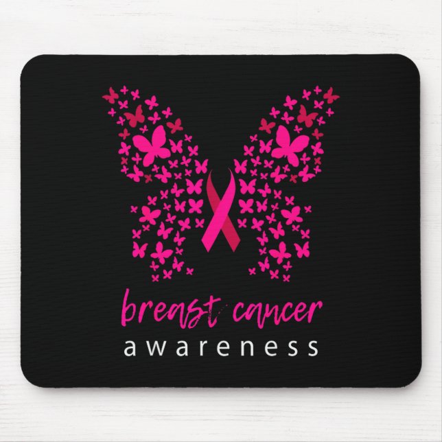 Alfombrilla De Ratón Funny Butterfly Breast Cancer Awareness Ribbon  (Frente)