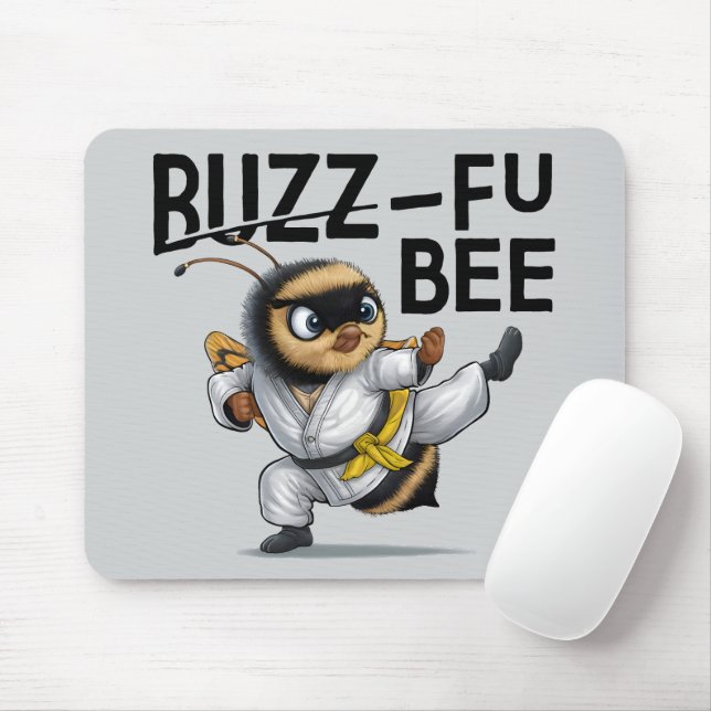 Alfombrilla De Ratón Funny Buzz-Fu Bee Martial Arts (Con ratón)