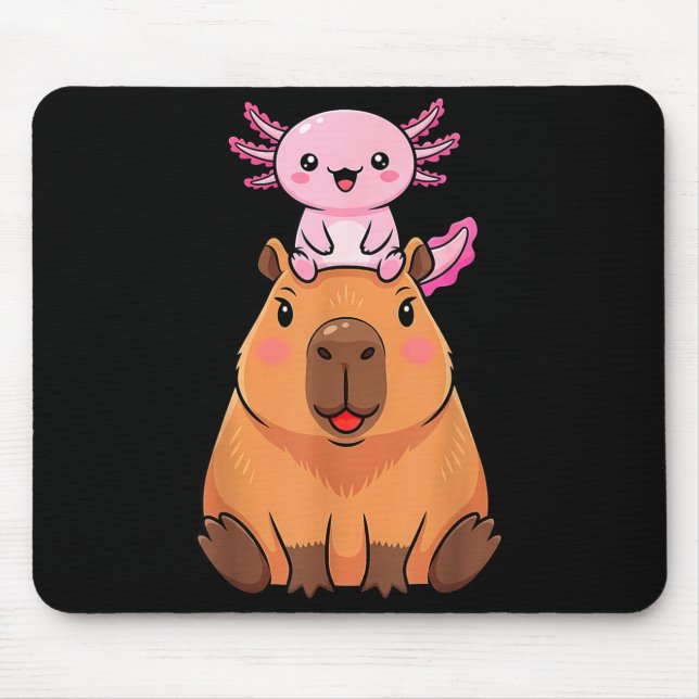 Alfombrilla De Ratón Funny Capybara Axolotl Kawaii Kids Boys Girls Anim (Frente)