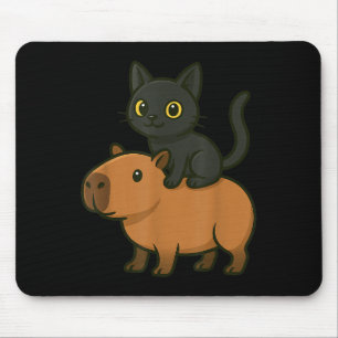 Alfombrilla De Ratón Funny Capybara Black Cat Lover Mamá Papá Niños