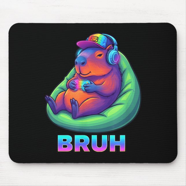 Alfombrilla De Ratón Funny Capybara Bruh Video Games Lovers  (Frente)
