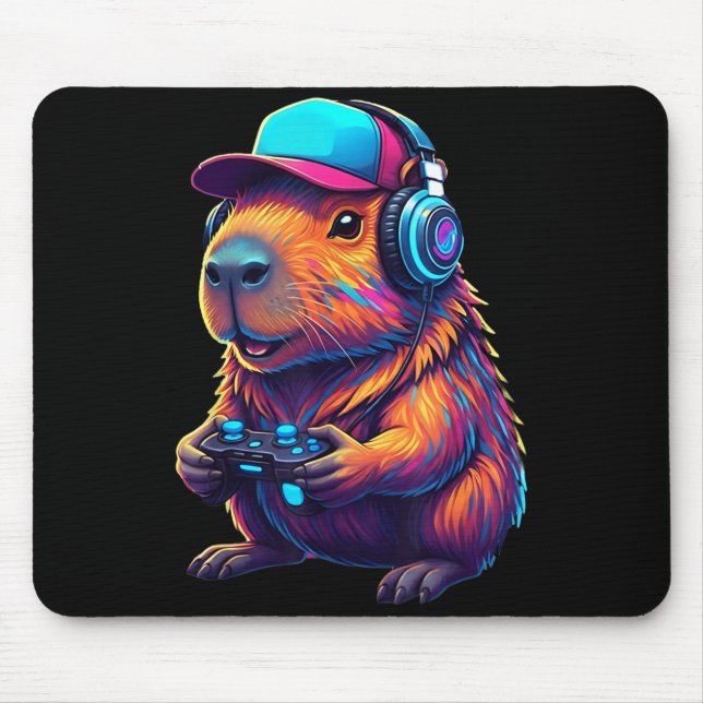 Alfombrilla De Ratón Funny Capybara Gamer Gaming Video Games Capybara  (Frente)
