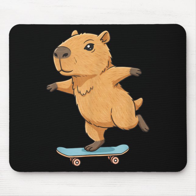 Alfombrilla De Ratón Funny Capybara Skater Skateboard Ballerina Zoo Boy (Frente)