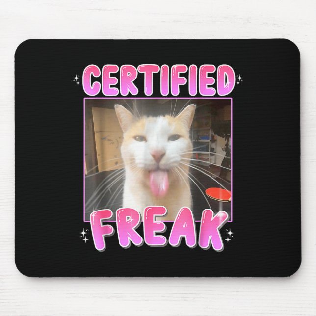 Alfombrilla De Ratón Funny Cat Lover Certified Freak Eat Cement Cursed  (Frente)