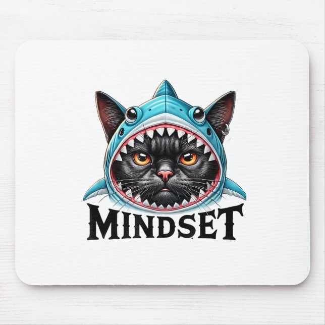 Alfombrilla De Ratón Funny Cat, Mindset Motivational Saying, Shark  (Frente)