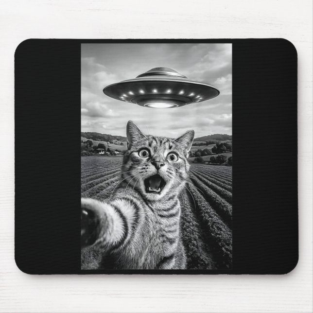 Alfombrilla De Ratón Funny Cat Ufo Alien Bengal Cat Selfie Gift Men Wom (Frente)