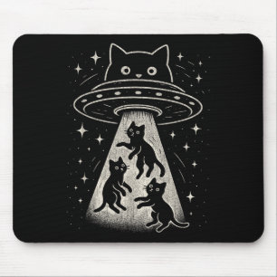 Alfombrilla De Ratón Funny Cat Ufo Cute Kitty Space Spaceship Alien Aes