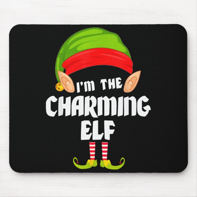 Alfombrilla De Ratón Funny Charming Elf Matching Family Group Pj Christ (Frente)