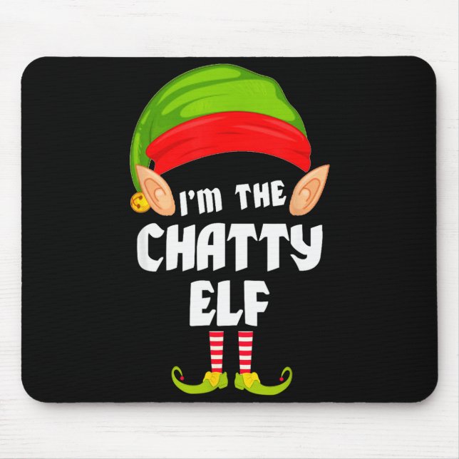 Alfombrilla De Ratón Funny Chatty Elf Matching Family Group Pj Christma (Frente)