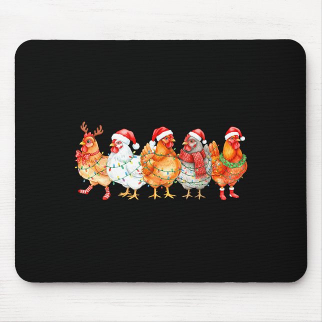 Alfombrilla De Ratón Funny Chicken Christmas Lights Farm Animal Xmas Ho (Frente)