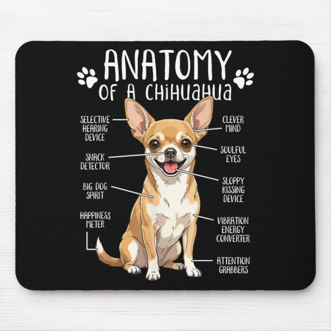 Alfombrilla De Ratón Funny Chihuahua Anatomy Of A Chihuahua Dog Owner P (Frente)