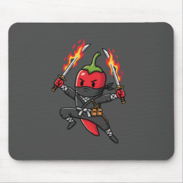 Alfombrilla De Ratón Funny Chili Pepper Fire Ninja Samurai Illustration