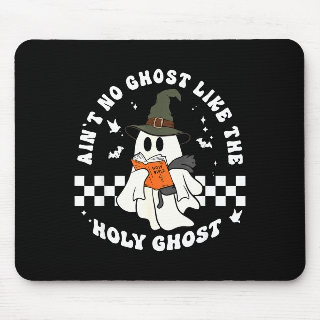 Alfombrilla De Ratón Funny Christian Ghost With Bible Retro Catholic Cu (Frente)