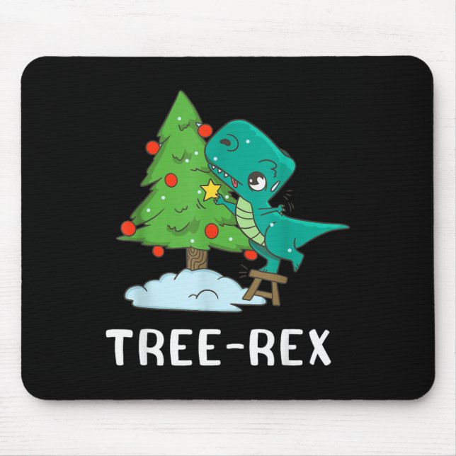 Alfombrilla De Ratón Funny Christmas Dinosaurs Christmas Tree Rex Cute  (Frente)