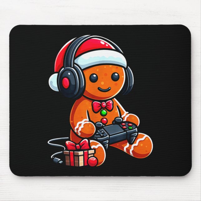 Alfombrilla De Ratón Funny Christmas Gamer Gingerbread Xmas Gaming Men  (Frente)