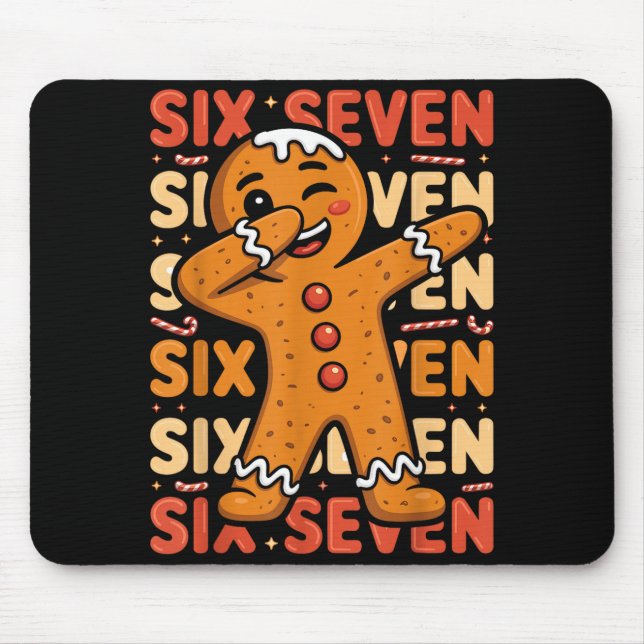 Alfombrilla De Ratón Funny Christmas Gingerbread Cookie Dab Six Seven 6 (Frente)