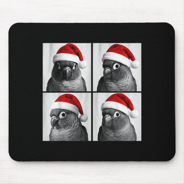 Alfombrilla De Ratón Funny Christmas Green Cheek Conure Santa Photo Boo (Frente)