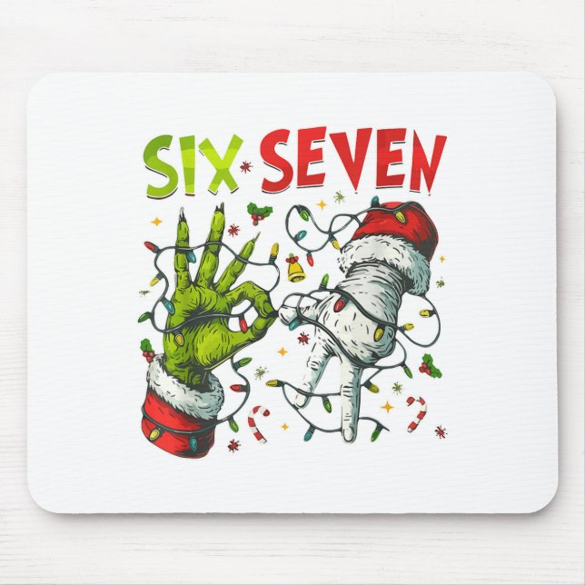 Alfombrilla De Ratón Funny Christmas Lights 6 7 Meme Six Seven Matching (Frente)