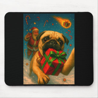 Alfombrilla De Ratón Funny Christmas Pug Shirt - Selfie With Santa Xmas