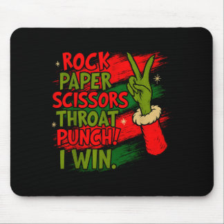 Alfombrilla De Ratón Funny Christmas Rock Paper Scissors Throat Punch