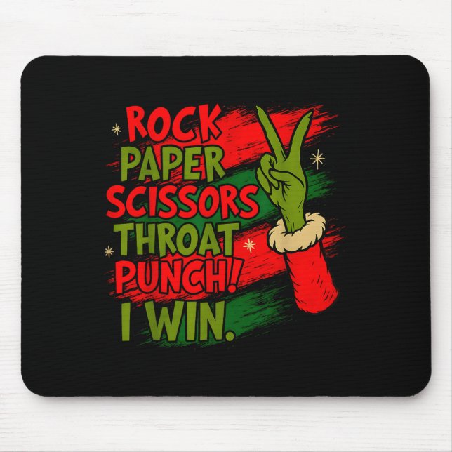 Alfombrilla De Ratón Funny Christmas Rock Paper Scissors Throat Punch  (Frente)