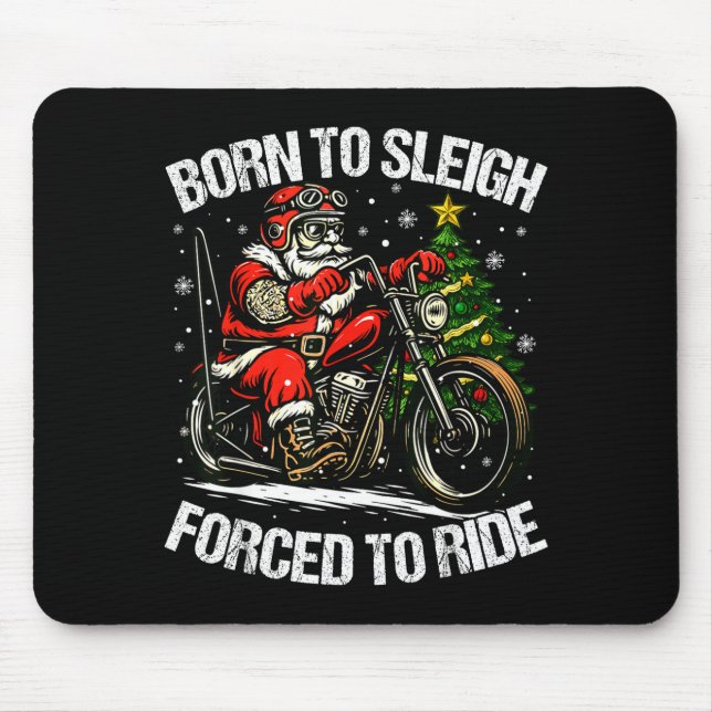 Alfombrilla De Ratón Funny Christmas Santa Riding Motorcycle Bike Biker (Frente)