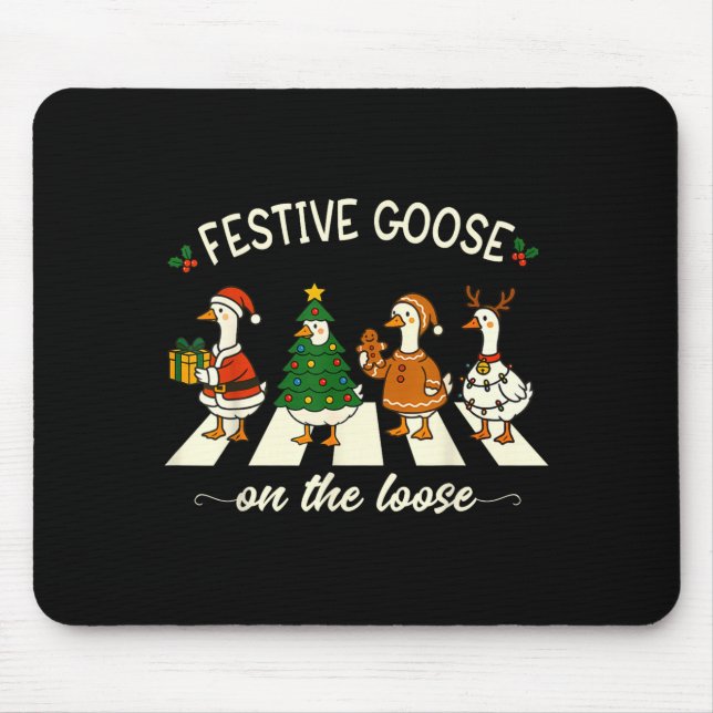 Alfombrilla De Ratón Funny Christmas Silly Goose Meme Festive Goose On  (Frente)