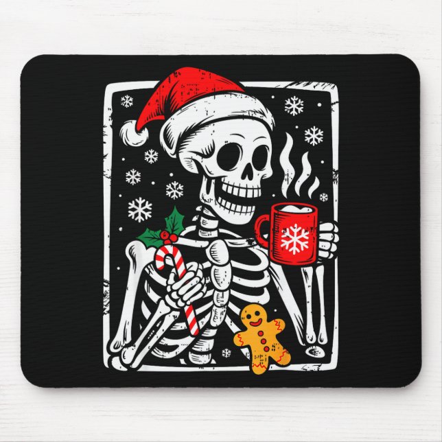 Alfombrilla De Ratón Funny Christmas Skeleton Hot Chocolate Xmas Men Wo (Frente)