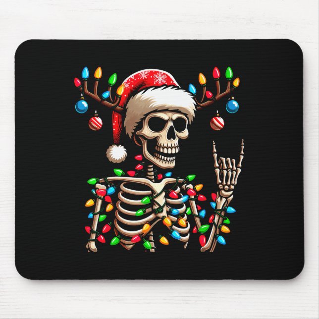 Alfombrilla De Ratón Funny Christmas Skeleton Santa Hat Xmas Vibes For  (Frente)