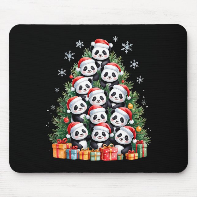 Alfombrilla De Ratón Funny Christmas Tree Panda Family Xmas Pajamas  (Frente)