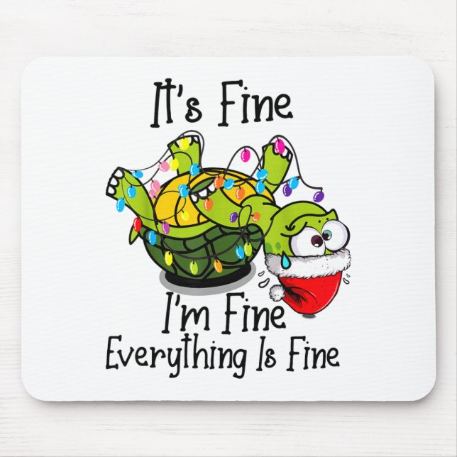 Alfombrilla De Ratón Funny Christmas Turtle It's Fine I'm Fine Everythi (Frente)
