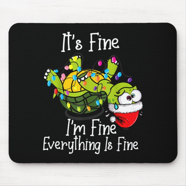 Alfombrilla De Ratón Funny Christmas Turtle It's Fine I'm Fine Everythi (Frente)