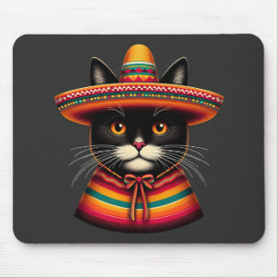 Alfombrilla De Ratón Funny Cinco De Mayo Sombrero Festiva Gato Mexicano