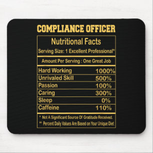 Alfombrilla De Ratón Funny Compliance Officer Nutritional Facts Motivat
