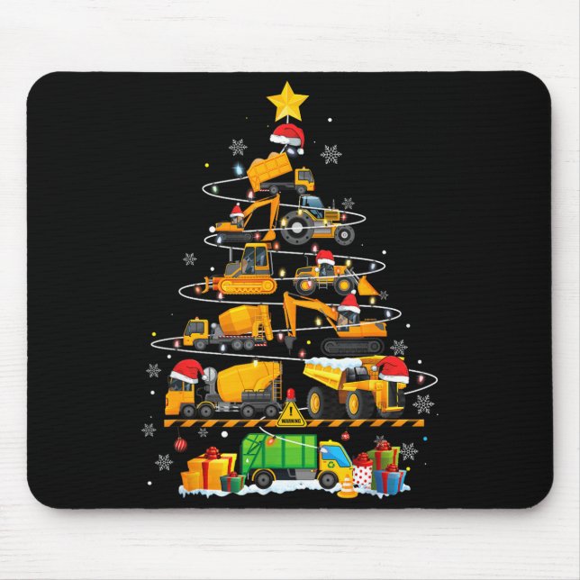 Alfombrilla De Ratón Funny Construction Excavator Truck Christmas Tree  (Frente)