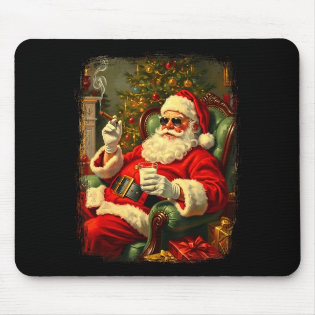 Alfombrilla De Ratón Funny Cool Sungles Cigar And Milk Santa Christmas  (Frente)