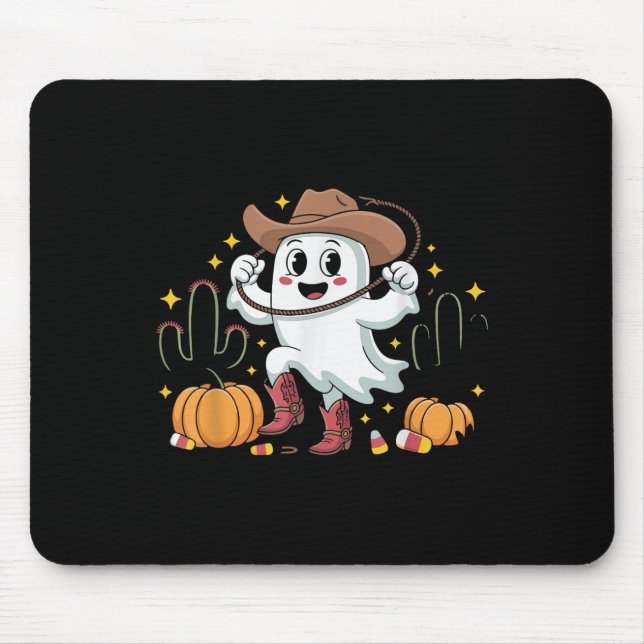 Alfombrilla De Ratón Funny Cowboy Halloween Ghost Western Fall For Spoo (Frente)