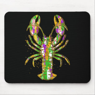 Alfombrilla De Ratón Funny Crawfish Jester Beads Funny Mardi Gras Hombr