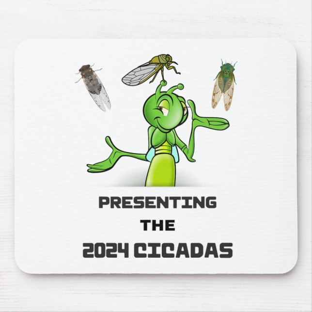 Alfombrilla De Ratón Funny Cricket Presenting Cicadas Bugs Insects Inva (Frente)