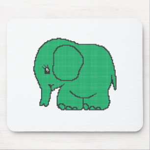 Alfombrilla De Ratón Funny cross-stitch green elephant