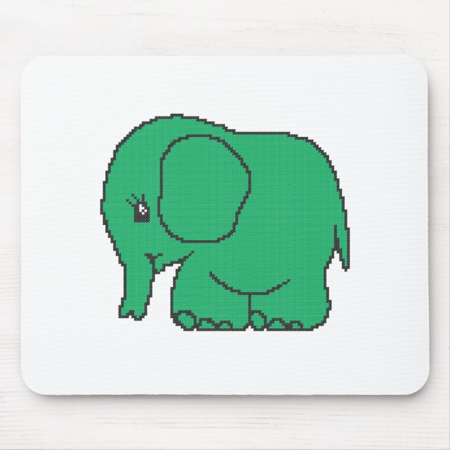 Alfombrilla De Ratón Funny cross-stitch green elephant (Frente)