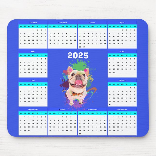 Alfombrilla De Ratón Funny Cute Frenchie Dog Calendar (Frente)