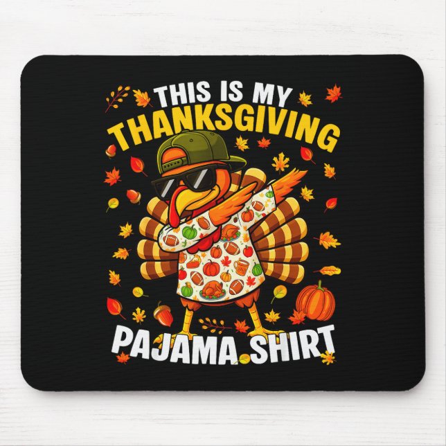 Alfombrilla De Ratón Funny Dabbing Turkey Thanksgiving Pajamas Pjs Srts (Frente)