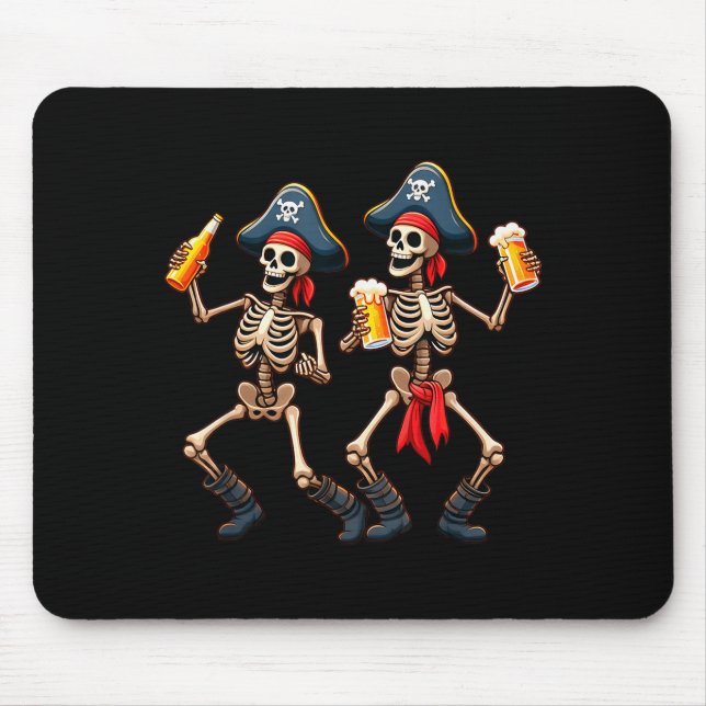Alfombrilla De Ratón Funny Dancing Rate Skeletons Beer Drinking Hallowe (Frente)