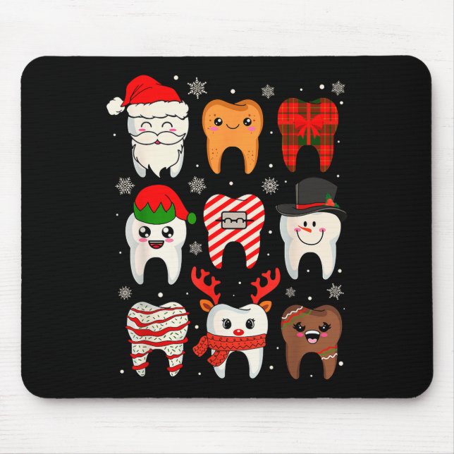 Alfombrilla De Ratón Funny Dental Christmas Teeth Cute Xmas Dentist Squ (Frente)