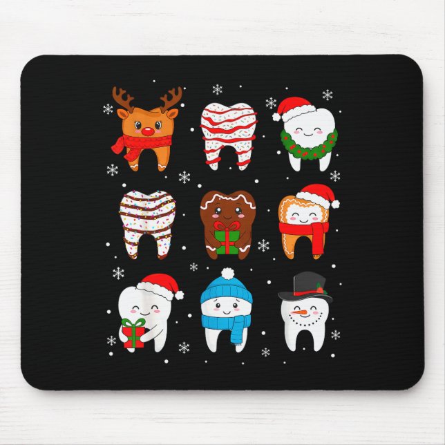 Alfombrilla De Ratón Funny Dental Christmas Teeth Cute Xmas Dentist Squ (Frente)